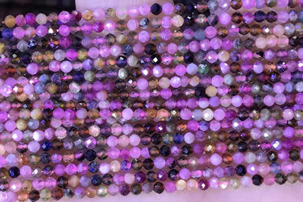 CTG1326 15.5 inches 2mm faceted round tourmaline beads wholesale