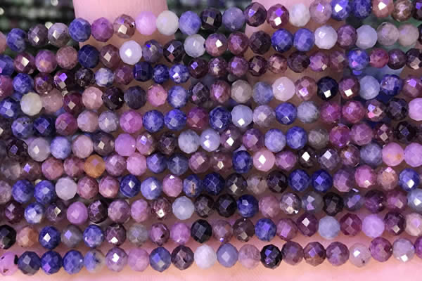 CTG1337 15.5 inches 4mm faceted round ruby & sapphire beads
