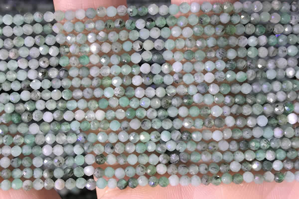 CTG1387 15.5 inches 2mm faceted round tiny emerald beads