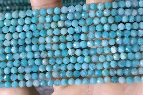 CTG1392 15.5 inches 3mm faceted round tiny amazonite beads