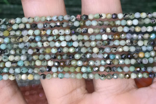 CTG1425 15.5 inches 2mm faceted round African turquoise beads
