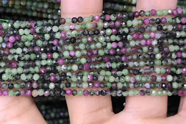 CTG1427 15.5 inches 2mm faceted round ruby zoisite beads