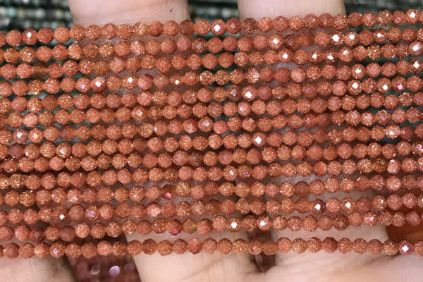 CTG1451 15.5 inches 2mm faceted round goldstone beads wholesale