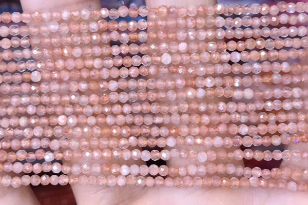CTG1455 15.5 inches 2mm faceted round sunstone beads wholesale