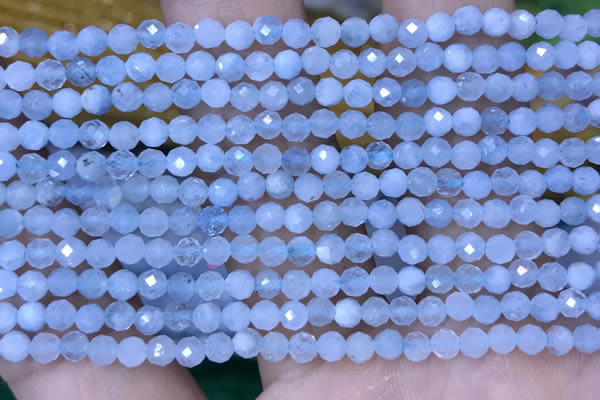 CTG1493 15.5 inches 3mm faceted round aquamarine beads wholesale