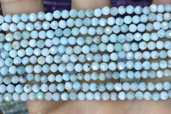CTG1496 15.5 inches 3mm faceted round larimar gemstone beads