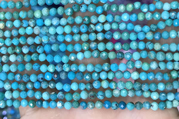 CTG1498 15.5 inches 3mm faceted round turquoise beads wholesale