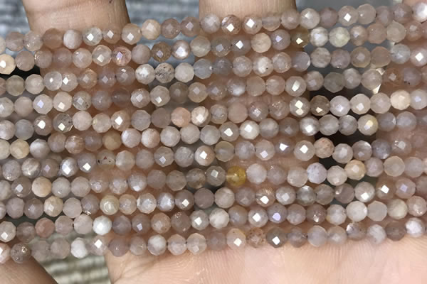 CTG1503 15.5 inches 3mm faceted round moonstone gemstone beads