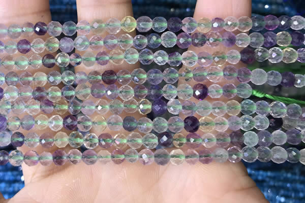 CTG1540 15.5 inches 4mm faceted round fluorite beads wholesale