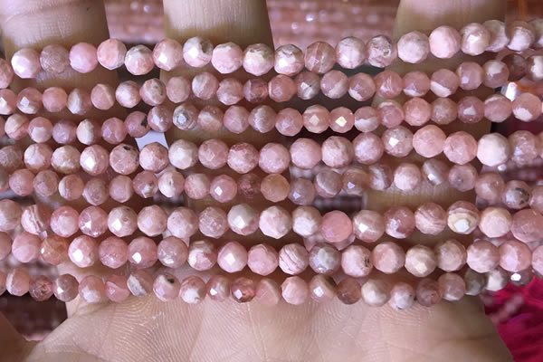 CTG1546 15.5 inches 4mm faceted round rhodochrosite beads wholesale