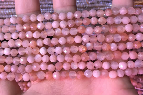 CTG1548 15.5 inches 4mm faceted round moonstone gemstone beads