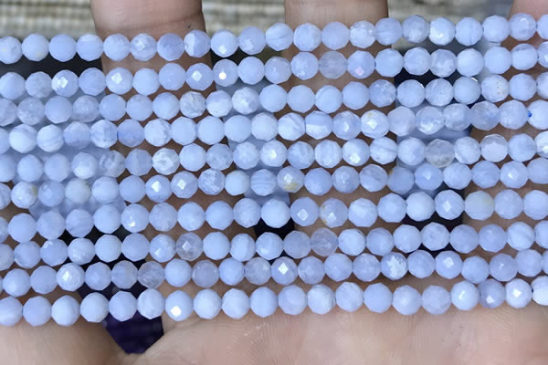 CTG1553 15.5 inches 4mm faceted round blue lace agate beads