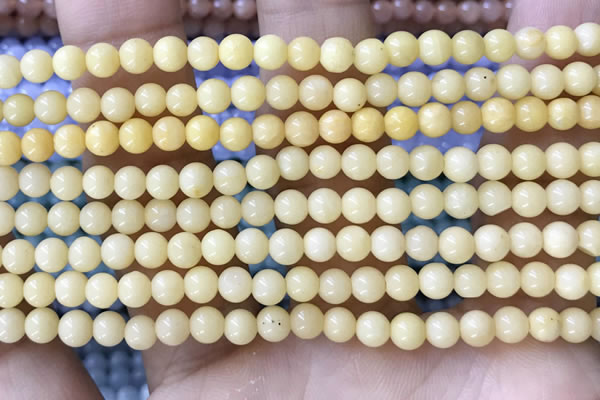 CTG1596 15.5 inches 4mm round yellow jade beads wholesale