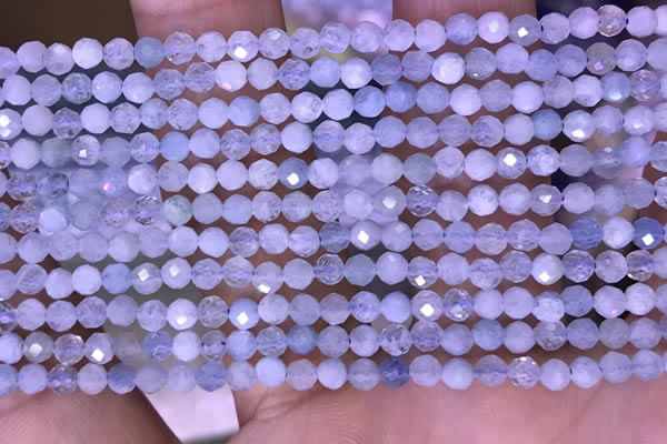 CTG1604 15.5 inches 3.5mm faceted round tiny aquamarine beads
