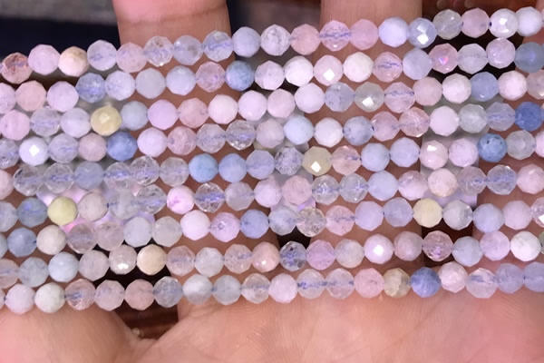 CTG1606 15.5 inches 4mm faceted round tiny morganite beads