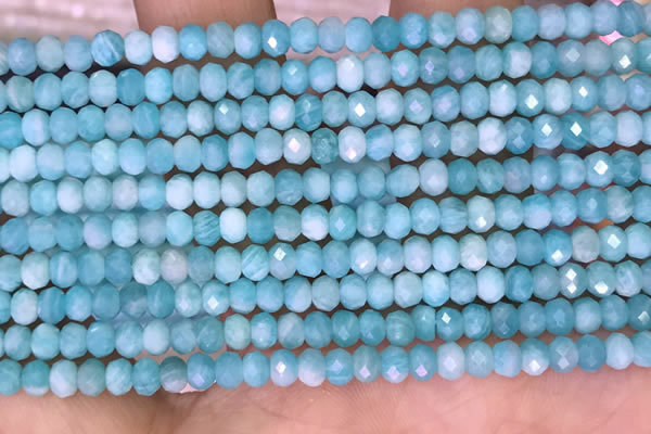 CTG1611 15.5 inches 3*4mm faceted rondelle tiny amazonite beads
