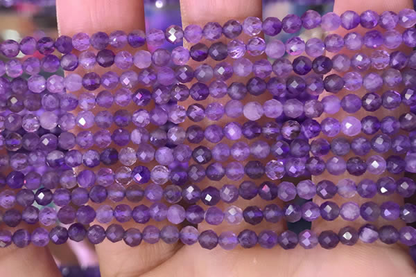 CTG1623 15.5 inches 3mm faceted round tiny amethyst beads
