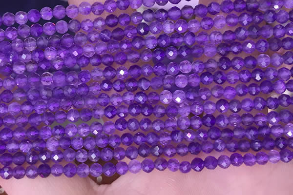 CTG1624 15.5 inches 3mm faceted round tiny amethyst beads