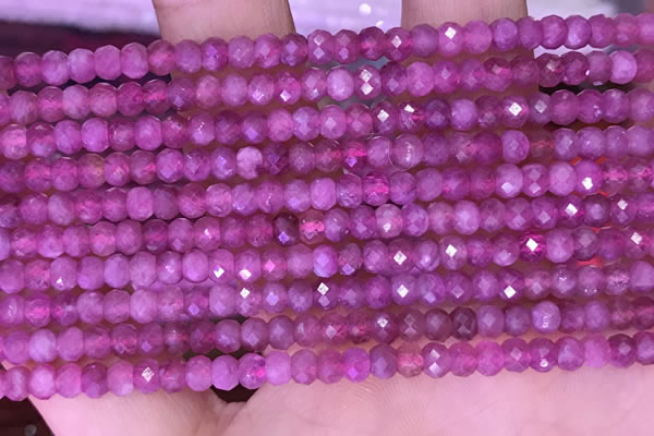 CTG1642 15.5 inches 3*4mm faceted rondelle tiny pink tourmaline beads