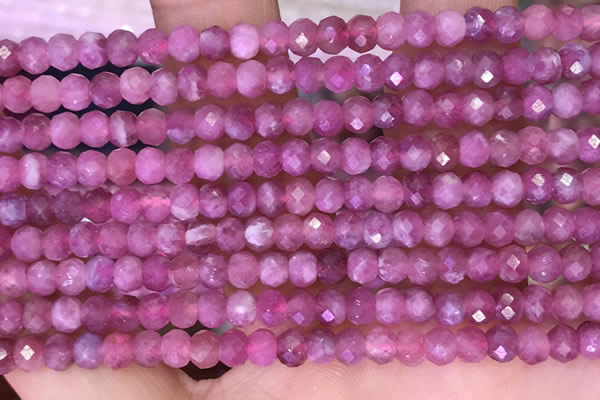 CTG1643 15.5 inches 3.5*5mm faceted rondelle tiny pink tourmaline beads
