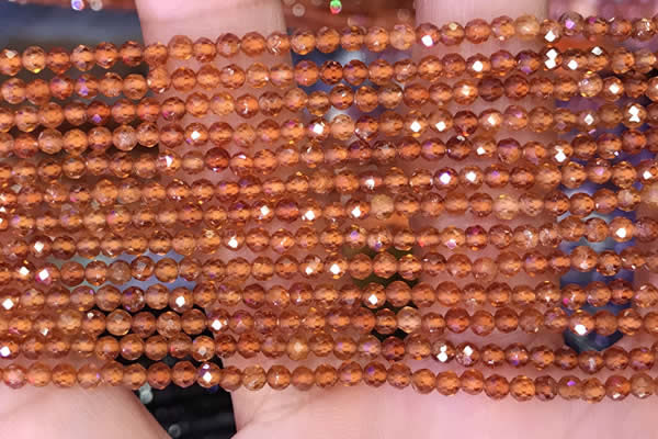 CTG1650 15.5 inches 3mm faceted round tiny orange garnet beads