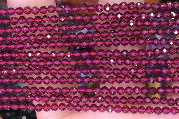 CTG1655 15.5 inches 3.5mm faceted round tiny red garnet beads