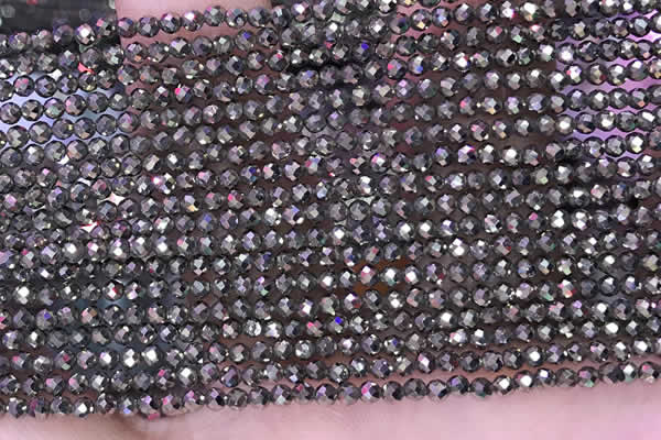 CTG1669 15.5 inches 2mm faceted round tiny pyrite beads