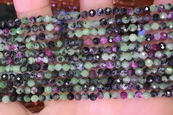 CTG1673 15.5 inches 3mm faceted round tiny ruby zoisite beads