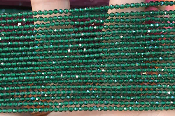 CTG2111 15 inches 2mm faceted round tiny quartz glass beads