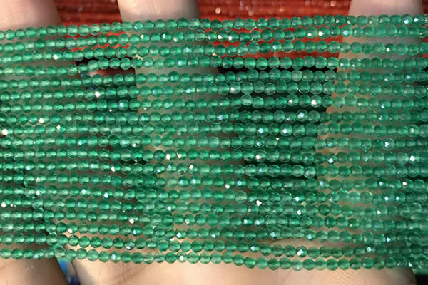 CTG2122 15 inches 2mm,3mm faceted round green agate gemstone beads
