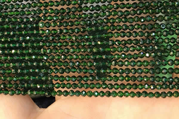 CTG2134 15 inches 2mm,3mm faceted round green goldstone beads