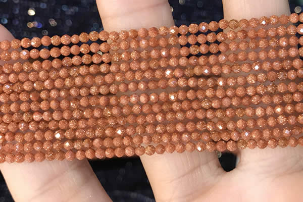 CTG2136 15 inches 2mm,3mm faceted round goldstone beads
