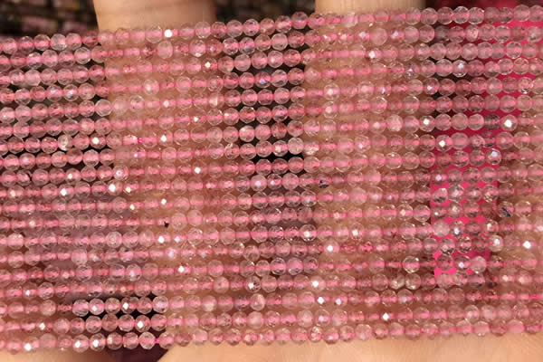 CTG2141 15 inches 2mm,3mm & 4mm faceted round strawberry quartz beads
