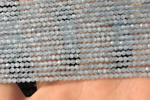 CTG2145 15 inches 2mm,3mm faceted round aquamarine gemstone beads