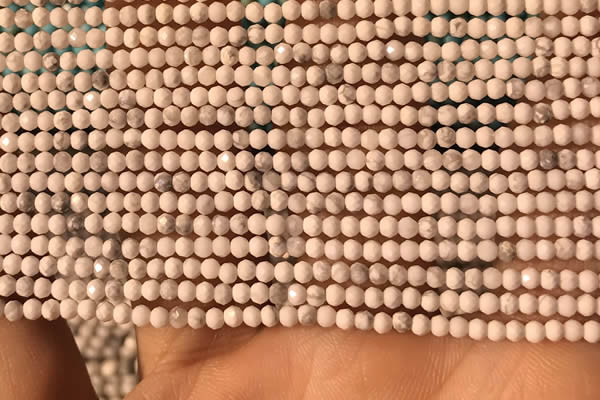CTG2148 15 inches 2mm,3mm & 4mm faceted round white howlite beads
