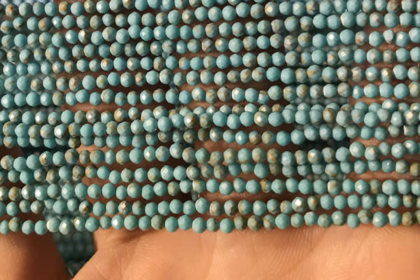 CTG2149 15 inches 2mm,3mm faceted round synthetic turquoise beads