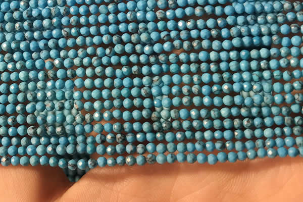 CTG2151 15 inches 2mm,3mm faceted round synthetic turquoise beads