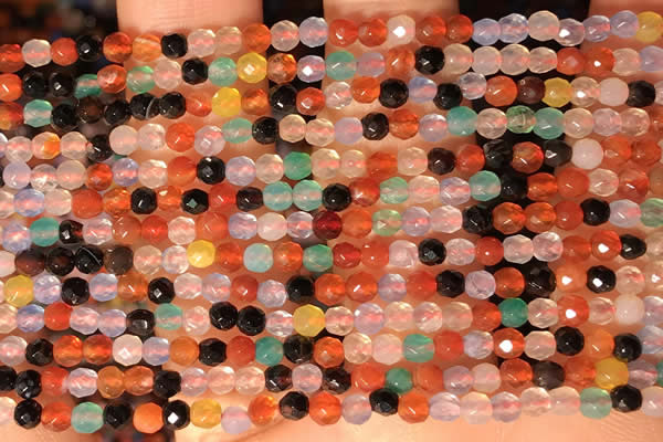 CTG2201 15 inches 2mm,3mm & 4mm faceted round agate gemstone beads