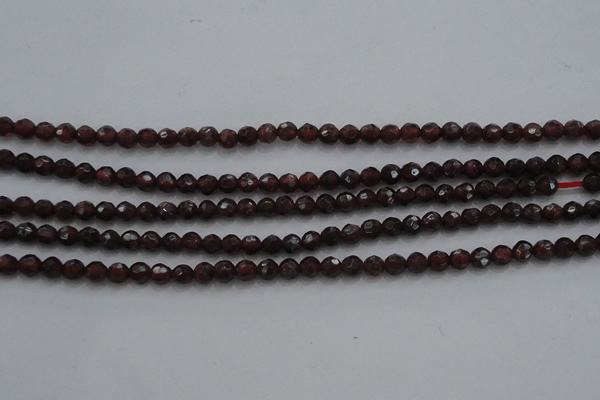 CTG222 15.5 inches 3mm faceted round tiny red garnet beads