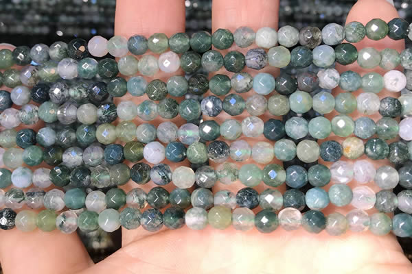 CTG2221 15 inches 2mm,3mm & 4mm faceted round moss agate beads