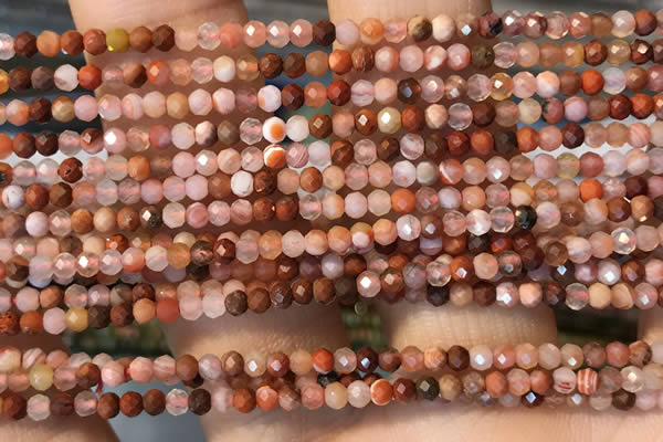CTG2253 15 inches 2mm faceted round south red agate beads