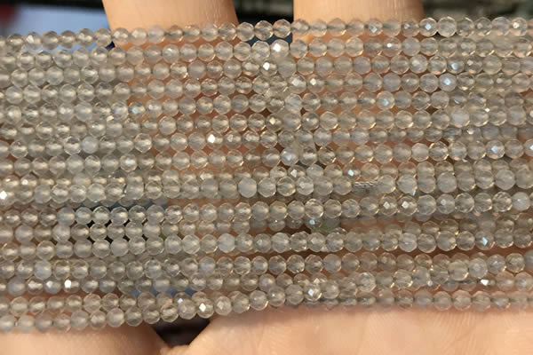 CTG2255 15 inches 2mm faceted round grey agate beads