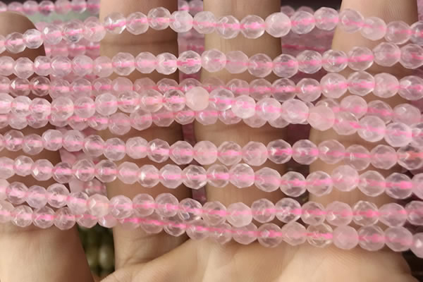 CTG2500 15.5 inches 4mm faceted round rose quartz beads