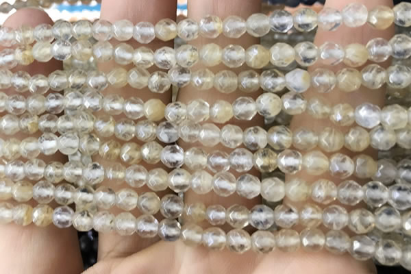 CTG2503 15.5 inches 4mm faceted round yellow watermelon beads