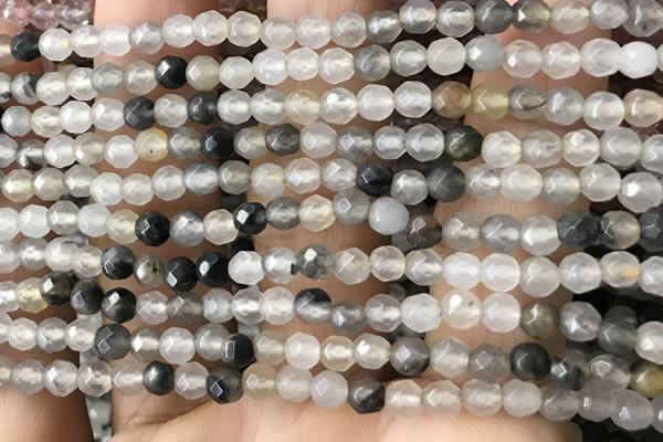 CTG2507 15.5 inches 4mm faceted round quartz beads wholesale
