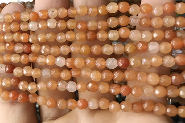 CTG2520 15.5 inches 4mm faceted round red aventurine beads