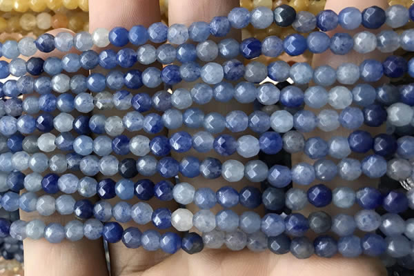 CTG2522 15.5 inches 4mm faceted round blue aventurine beads