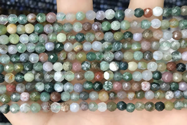 CTG2533 15.5 inches 4mm faceted round Indian agate beads