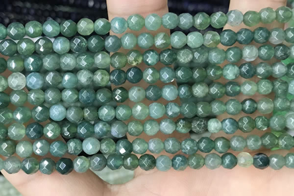CTG2534 15.5 inches 4mm faceted round moss agate beads