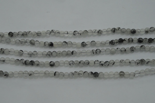 CTG254 15.5 inches 3mm round tiny black rutilated quartz beads